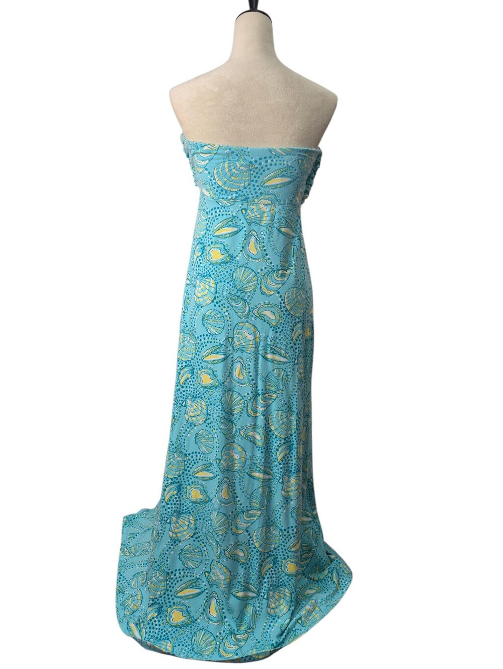 Lilly Pulitzer Strapless Ruffled Bodice Shell Print Maxi Dress M Coastal Resort - Picture 5 of 14